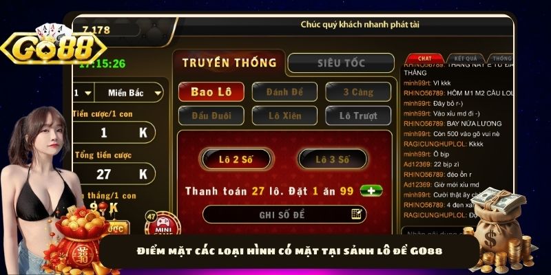 Điểm mặt các loại hình có mặt tại sảnh lô đề GO88